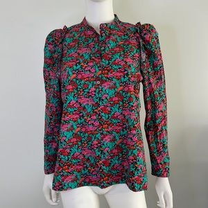 J.Crew Collection floral blouse with ruffle detail